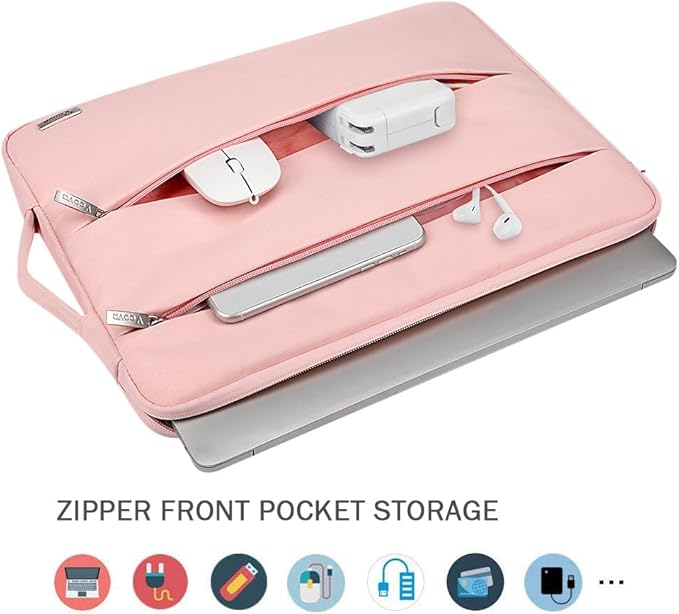 Voova Laptop Sleeve Carrying Case 14 15 Inch Compatible with MacBook Air 15 M2/M3/M4 2022-2025, MacBook Pro 15, Hp Chromebook 14, Waterproof Slim Computer Cover Bag,Sakura Pink