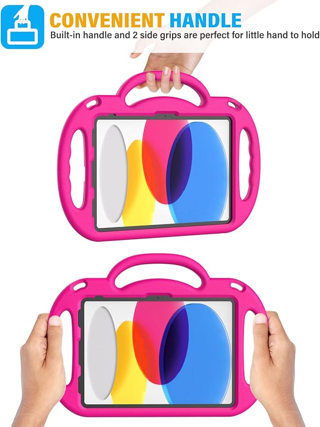 SUPLIK Kids Case for New iPad 11th Gen (A16) 11-inch 2025 & 10th Generation 10.9" 2022 & Air 11" 2025/2024 & Air 5th/4th Gen & Pro 11, Durable Shockproof Cover with Shoulder Strap Handle Stand, Pink