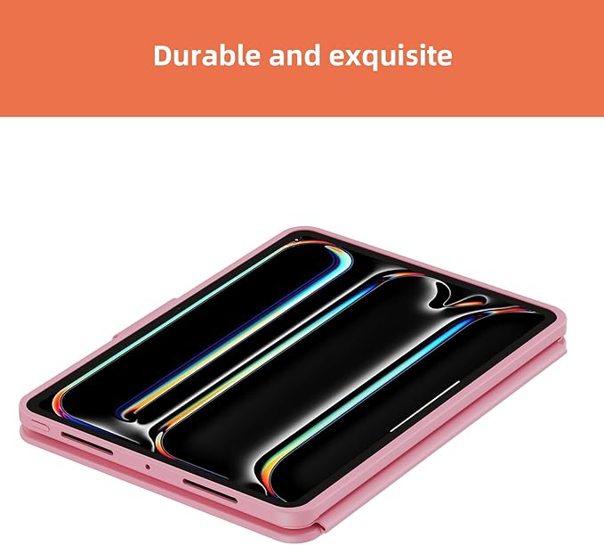 Magitype Case with Keyboard Compatible for iPad Pro 11 inch(M4/ M5): Bluetooth Wireless Magnetic Stand Rechargeable Keyboard with Pencil Holder (Light Pink)