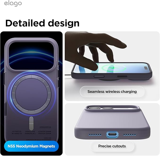 elago for iPhone 17 Pro Max Case, Premium Magnetic Silicone Case, Compatible with MagSafe, Liquid Silicone Material, Protective Cover, Shockproof, Slim Phone, 6.9 inch (Deep Lavender)