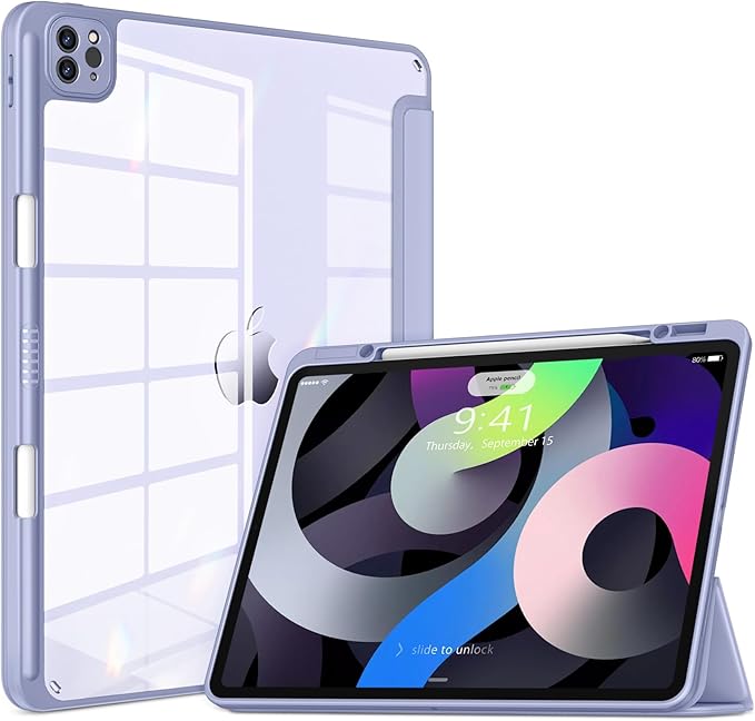 VIKESI Case for iPad Pro 12.9 6th/5th/4th/3rd Generation 2022/2021/2020/2018,TPU Shockproof Frame,Built-in Pencil Holder,Auto Sleep/Wake - Blue Purple