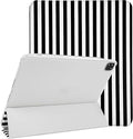 Lovmooful Compatible for iPad Pro 12.9-Inch 2022/2021/2020/2018 (6th/5th/4th/3rd Generation) Case with Pencil Holder Cute Striped with Aesthetic Design Soft TPU Trifold Stand Protective-Black&White