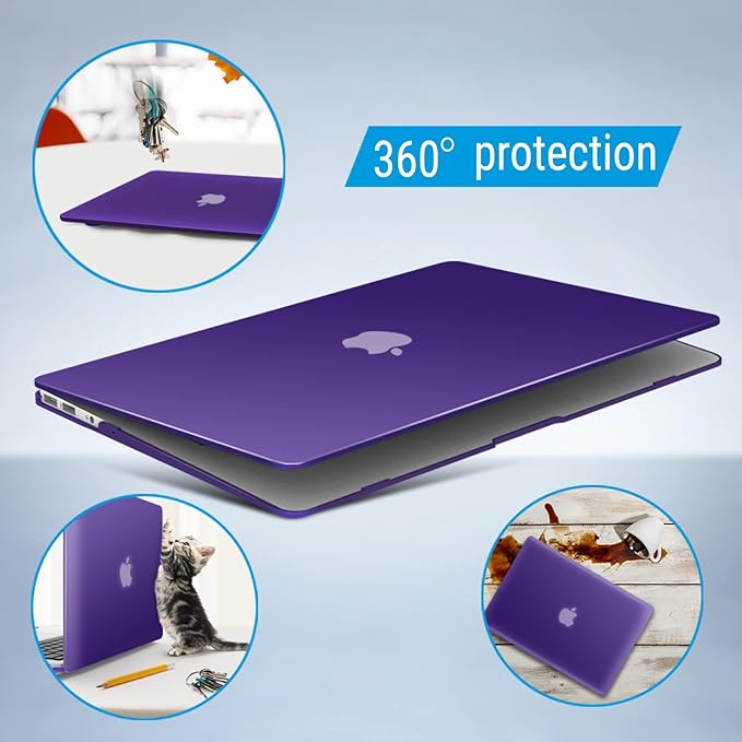 IBENZER Compatible with Old Version MacBook Air 13 Inch Case (2010-2017 Release). Models: A1466 / A1369, Plastic Hard Shell Case with Keyboard Cover for Mac Air 13, Ultra Purple, A13UAPU+1
