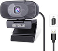 TOALLIN 1080P Full HD Webcam with Dual Microphones, Computer Web Camera, 90° Wide Angle View Without Distortion, USB Plug and Play Webcam for Video Conferencing/Online Calling/Live Streaming