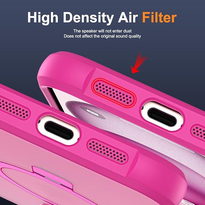SKYLMW Compatible with iPhone 14 Plus Case with Invisible Magnetic O-Ring Stand Military-Grade Translucent Case for iPhone 14 Plus 6.7" [Compatible with Mag-Safe][Great Grip Feeling], Rose