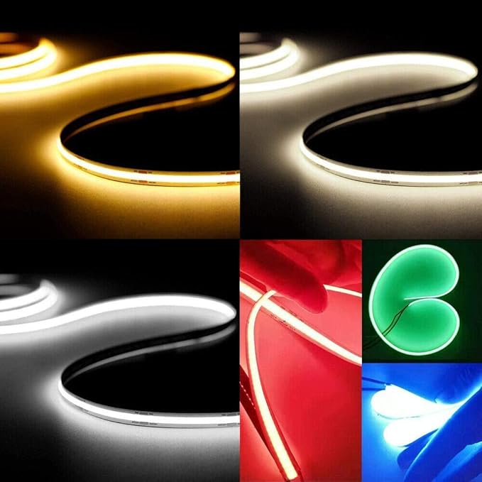16.4FT/5M COB Flexible LED Strip Light DC12V/24V 528leds/m Bendable Tape (24V, Green)