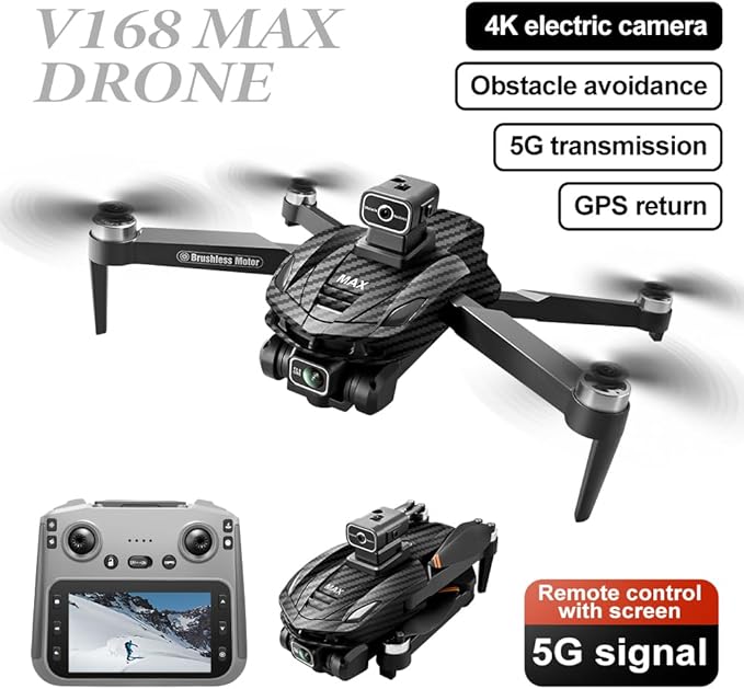 GPS Drone with 4K Camera, 4.5" LCD Display Screen Controller- 3,280ft RC Range, Auto return, Follow Me, Go Home, Gesture Control, One Key Takeoff/Landing, Altitude Hold,led Light, Professional Quadcopter for Aerial Photography Control and Video Recordi...