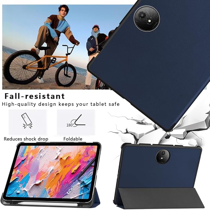 [NSFN] for TCL NXTPaper 11 Plus Tablet Case,TCL Tablet 11.5Inch Case, Ultra Thin, Protective Case, Trifold, Magnetic Closure, Stand, Shockproof, Ultra Lightweight, with Pencil Holder, Sea Blue