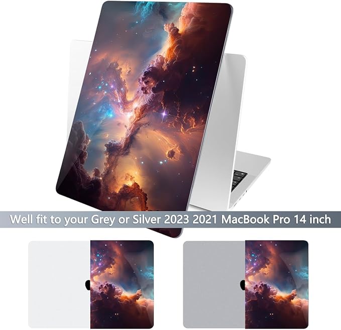 Batianda for MacBook Pro 14 Inch Case 2026-2021 Release M5 M4 M3 M2 M1 Pro/Max, 1.2mm Slim Graphic Hard Shell Cover with Keyboard Cover, Screen Protector 4-in-1 Bundle, Nebula