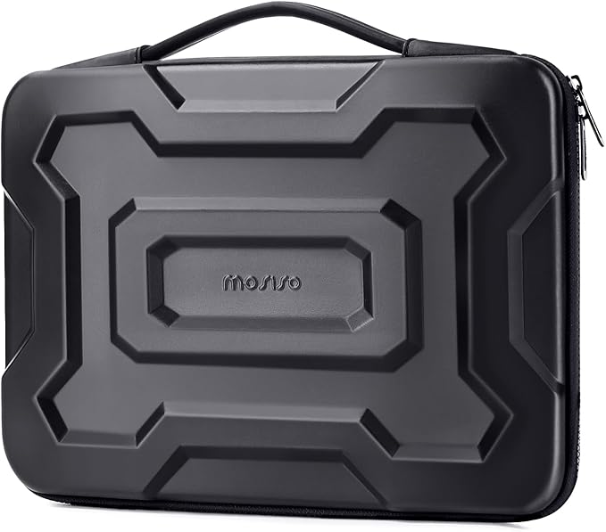MOSISO 15-16 inch Laptop Hard Case, 15.6 inch Waterproof Shockproof Computer Bag Compatible with MacBook HP Dell, Mechanical Geometric EVA Carrying Sleeve Laptop Case Hard Shell with Handle, Black