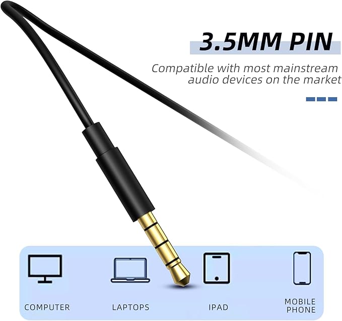 MORMOQUE EP-06 Wired Earbuds in-Ear Earphones,Build-in Microphone Noise Isolating Headphones,3.5mm Jack 4.9ft Long Cord Ear Buds,HD Bass Audio,with 6 Ear Tips,for Smartphones/Laptop/Computer Etc-Black