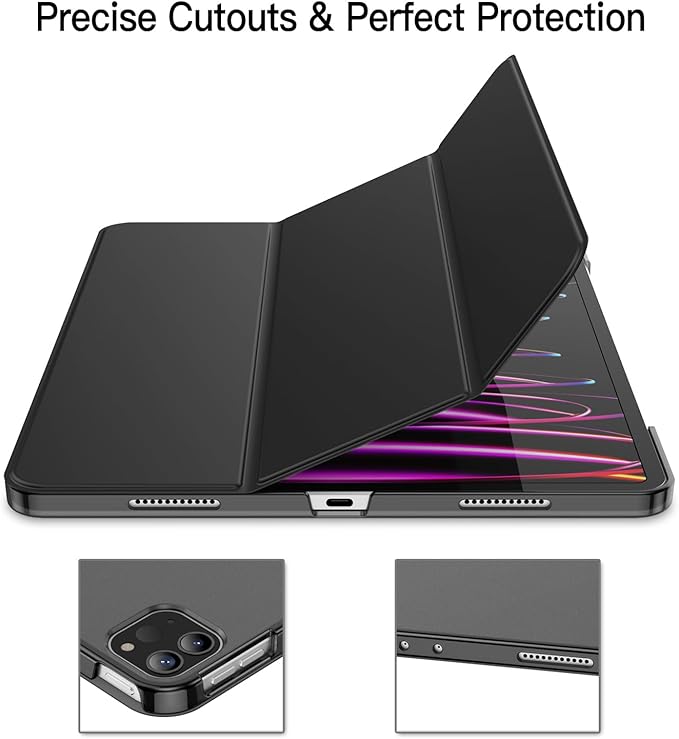 JETech Case for iPad Pro 12.9-Inch (6th/5th Generation, 2022/2021 Model), Slim Stand Hard Back Shell Smart Cover with Auto Wake/Sleep (Black)