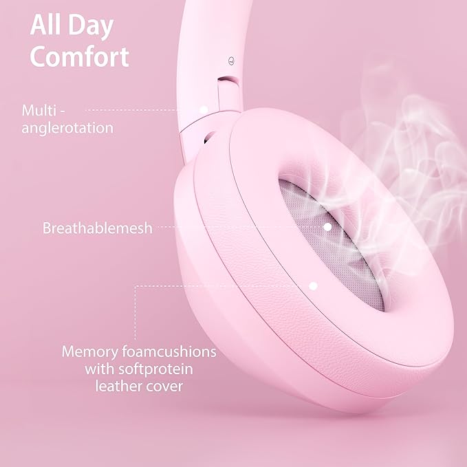 Active Noise Cancelling Headphones, 100H Playtime Headphone Wireless Bluetooth, Bluetooth Headphone with Microphone, Over Ear Wireless Headphones with Deep Bass,Fast Charging for Travel