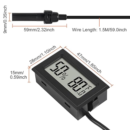 10Pcs Mini Digital Thermometer Hygrometer Gauge with Probe Sensor LCD Display Meter Indoor Temperature Humidity Fahrenheit Meter for Incubator Plant Tank Garden ℉
