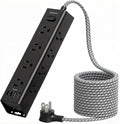 Addtam Black Power Strip Surge Protector with 12 AC Outlets & 4 USB Ports, 15FT Extension Cord, Flat Plug, Wall Mount, 1050J, Outlet Extender for Home Office Gaming Desk Setup, ETL Listed