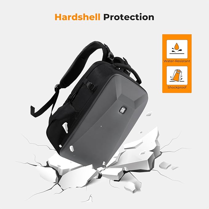 K&F CONCEPT Camera Backpack,Hardshell Photography DSLR Camera Bag with 15-15.6 Inch Laptop Compartment Waterproof Hard Shell Camera Case