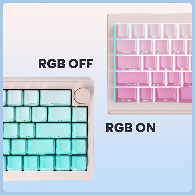 ZORNHER ST68 Wireless Ergonomic Split Mechanical Keyboard,65% Pink & Blue Custom Creamy TKL Keyboard with Knob,Lighted Up PBT Keycaps,Pre-lubed Linear Switches,Hot-Swappable,RGB Backlit