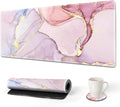 AIMSA Extended Gaming Mouse Pad, XL Large Keyboard Mouse Mat Desk Pad with Stitched Edges, Durable Non-Slip Base Mousepad for Home Office Work, 35x15.7inch, Pink Purple Marble