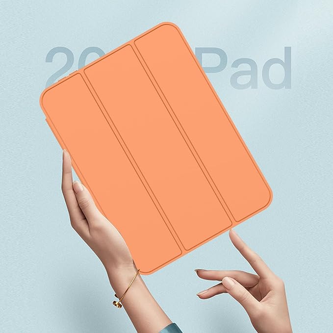 iMieet iPad mini 7 Case 2024 (A17 Pro), iPad mini 6 Case (8.3-Inch,2021 Model), iPad mini 7th/6th Generation Case with Pencil Holder, Trifold Stand Smart Case with Soft TPU Back,Orange