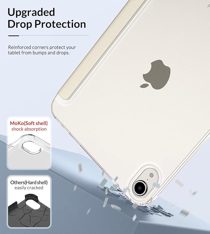 MoKo Case Fit New iPad mini 7 (A17 Pro) 2024, iPad mini 6th Generation Case 2021 (8.3-inch), iPad mini 6 Case, Soft TPU Translucent Frosted Back Cover Case for iPad mini 7th, Champagne Gold