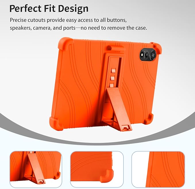 for Nexall N90 Tablet Case 12Inch, Shockproof Four Corner Airbag Protection,Soft Silicone Edge Cover with Built-in Stand,Heavy Duty Protective Sleeve for Nexall N90,Orange