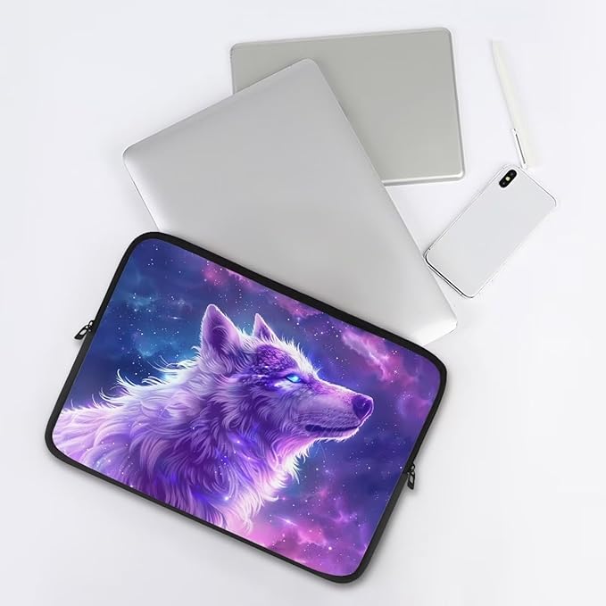 Galaxy Wolf Laptop Protective Sleeve for Women Men Computer Sleeve 12 inch Laptop Case Bag Portable Computer Carrying Case Suitable GITS for Teens Boys Tablet Bags Purple
