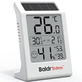 BaldrTherm Room Thermometer Indoor Humidity Meter, Solar-Powered 3.2'' Digital Temperature Sensor Monitor with Max/Min Reading, Comfort Indicator for Baby Room, Home, Office, White, 1Pack