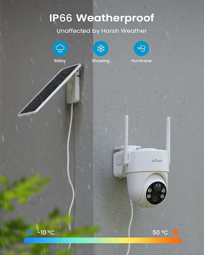 ieGeek Security Cameras Wireless Outdoor, 2K Camera for Home Security, IP66 Security Camera, 360° Outdoor Camera, Color Night Vision, AI Detection, 2-Way Audio, Alexa