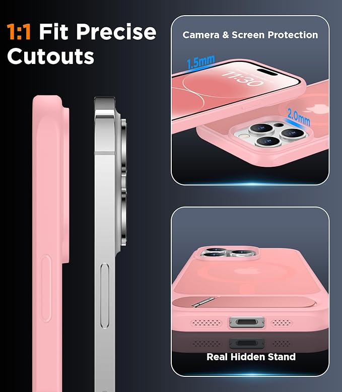 Magnetic Compatible with iPhone 14 Pro Max Case, [Built-in Invisible Kickstand][Compatible with MagSafe] [Military Grade Shockproof] Slim Translucent Matte Phone Case for iPhone 14 Pro Max 6.7"