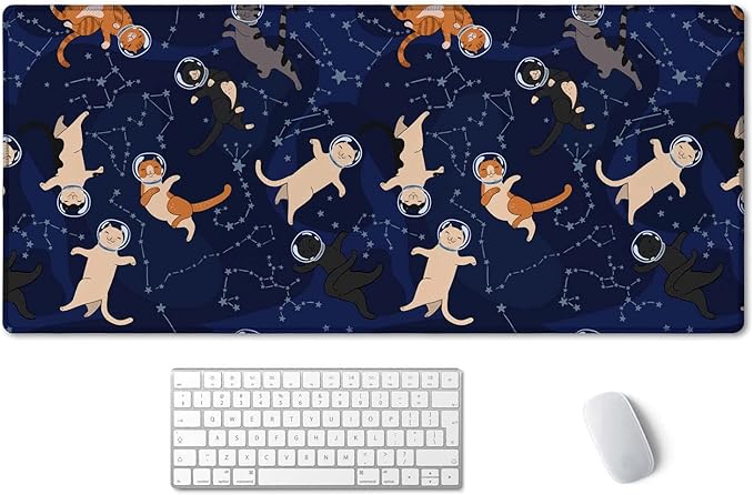 SSOIU Cute Cats & Constellations Desk Mat - Extra Large, XXL Gaming Mouse Pad, 35.5" x 15.7"