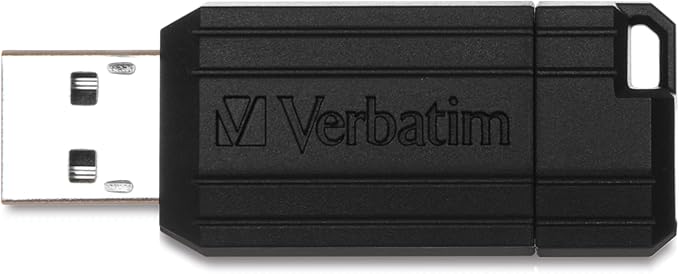 Verbatim 128GB Pinstripe USB 2.0 Flash Drive Retractable Thumb Drive - Black