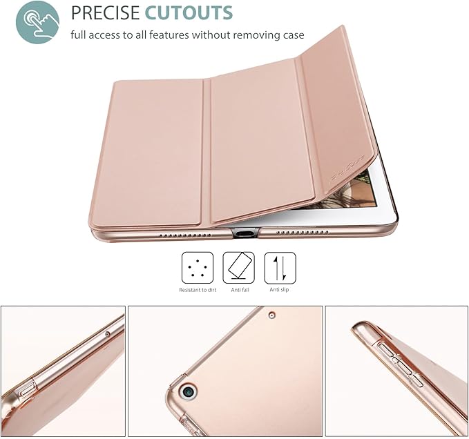 ProCase Smart Case for iPad 9.7 Inch iPad 6th/5th Generation 2018 2017(Model: A1893 A1954 A1822 A1823), Ultra Slim Lightweight Stand Cover with Translucent Frosted Back -Rosegold
