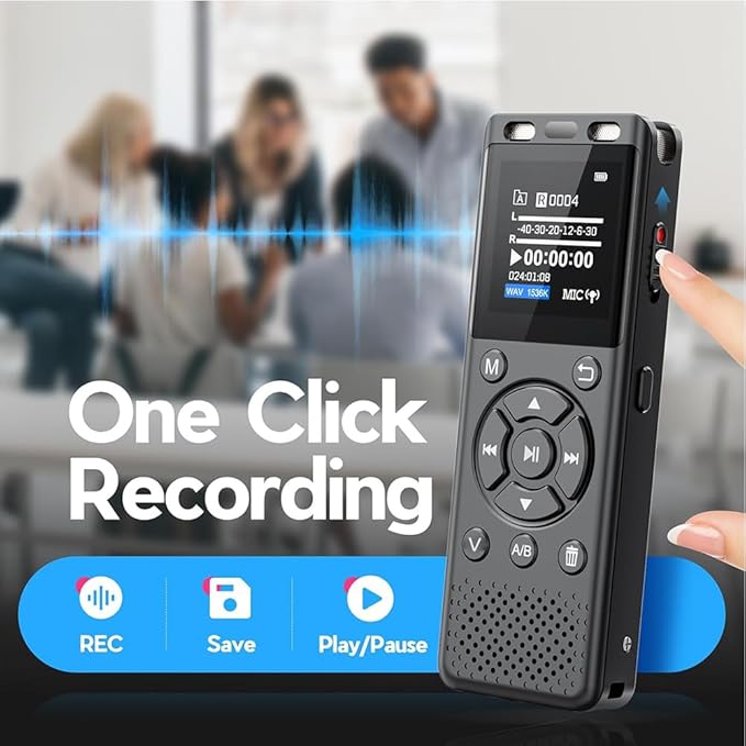 Tonfarb 64GB Digital Voice Recorder with Playback,Audio Recording Device for Lectures Meeting/Classes/Interviews,Tape Recorder with Voice Activated,Password,Noise Reduction,A-B Repeat,MP3 Player Etc