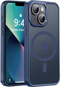 Newfuture Designed for iPhone 13 Case & iPhone 14 Case with Magnetic [13 FT Military Drop Protection] [Compatible with Magsafe] Slim Translucent Shockproof with Anti-Fingerprint Phone Case, Navy Blue
