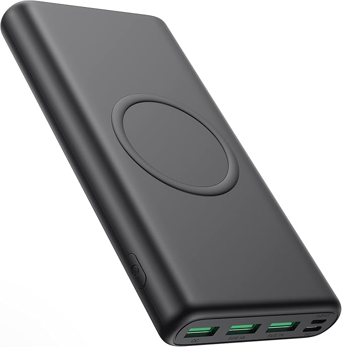 Wireless Portable Charger Power Bank, 33800mAh 15W Fast Wireless Charging 25W PD QC 4.0 USB-C Power Bank, 5 Output & Dual Input External Battery Pack Compatible with iPhone 16/15/14/13/12 (Black)