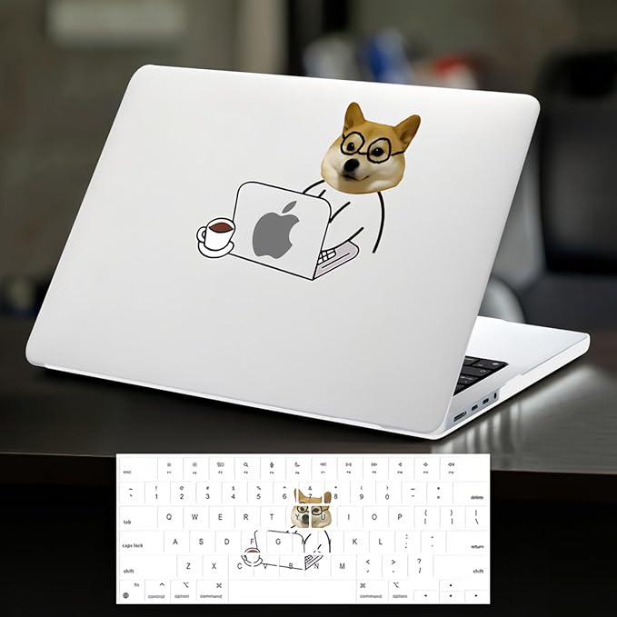 DTangLsm for MacBook Pro 14 inch Case 2026 M5 2025 M4 2024-2021 M3 M2 M1 A3426 A3427 A3434 A3401 A3185 A3112 A2992 A2918 A2779 A2442, Cute Plastic Hard Case for MacBook Pro M5 + Keyboard Cover, Dog