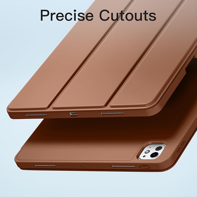 Akkerds Compatible with iPad Pro 13 Inch Case (M5/M4) 2025/2024, for iPad 13 Pro Case with Pencil Holder, Slim Trifold Stand Protective Cover with Soft TPU Back, Auto Wake/Sleep, Brown
