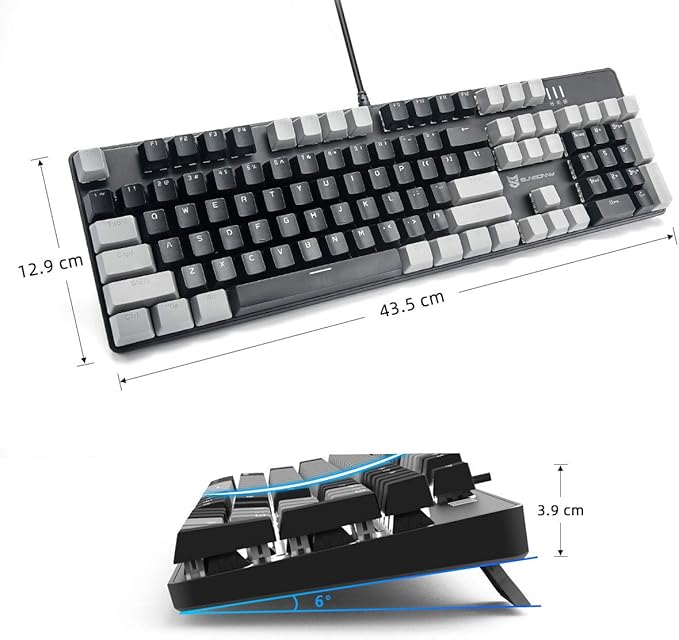 Merdia 104 Keys Full Size Mechanical PC Gaming Keyboard | Hot Swappable LED Backlit Light Up Wired Mechanical Computer Keyboards | Brown Switch US Layout Black & Grey Keycaps Keyboard for Gaming