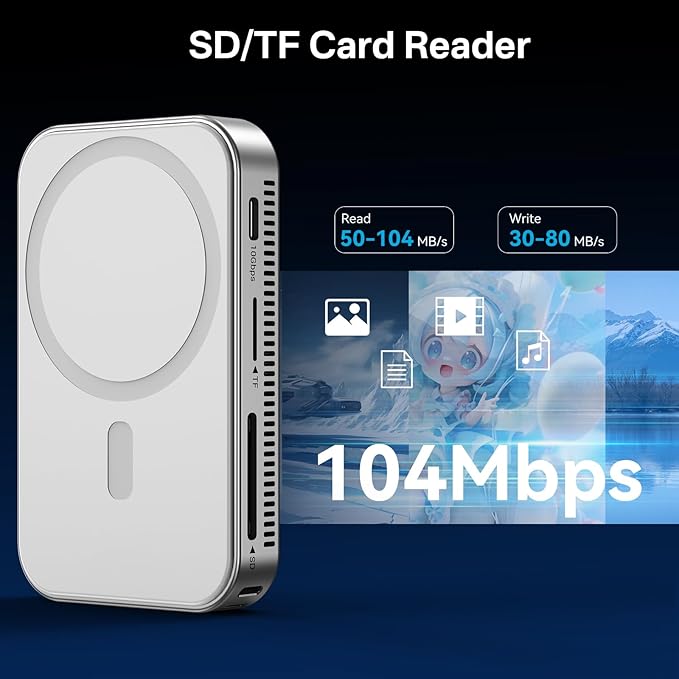 ACASIS 10Gbps Magnetic M.2 NVMe SSD Enclosure With 4K ProRes Recording M.2 EnclosureCompatible IPhone 17/16/15 Pro/Pro Max Magnetic SSD Enclosure with Cooling Fan For Video Editor/Blogger/Videographer