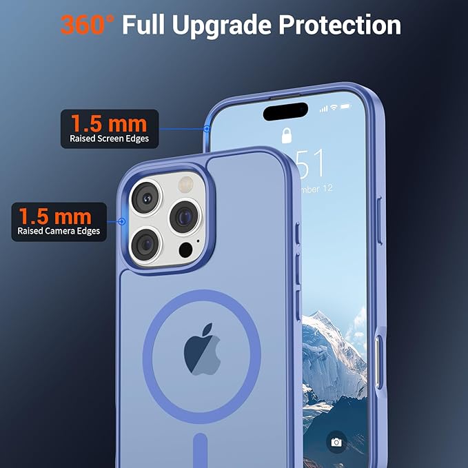SUPFINE Magnetic for iPhone 16 Pro Case (Compatible with MagSafe) (Military Grade Drop Protection) Slim Translucent Matte Shockproof with Anti-Fingerprint Phone Case,Blue Purple