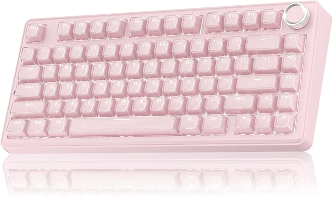 SOLAKAKA A75 Wireless Gaming Keyboard with Multifunction Knob, BT5.0/2.4GHz/USB-C, 75% Mechanical Keyboard, Hot-Swappable, Gasket Creamy Keyboard with RGB Backlit, Crystal Keycaps, for PC/Mac/PC