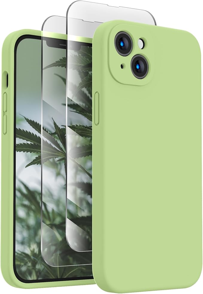 FireNova Designed for iPhone 13 Case, Silicone Upgraded [Camera Protection] Phone Case, Soft Anti-Scratch Microfiber Lining Inside, 6.1 inch, Tea Green