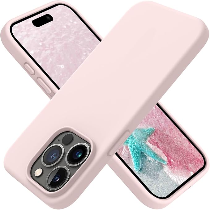 OTOFLY Compatible with iPhone 15 Pro Max Case,[Silky and Soft Touch Series] Premium Soft Liquid Silicone Rubber Full-Body Protective Bumper Case for iPhone 15 Pro Max (Chalk Pink)