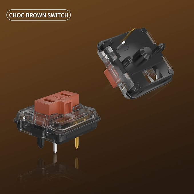 KAILH Official Store Low Profile Switch 1350 Chocolate Mechanical Keyboard Switch RGB SMD Clicky (30, Choc Brown)