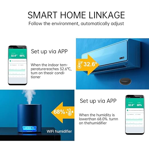 Smart Temperature Humidity Sensor, Tuya WiFi Hygrometer Indoor Monitor with App Alerts, Compatible with Alexa/Google Home, Real-Time Data & Scene Automation (2.4GHz Only)