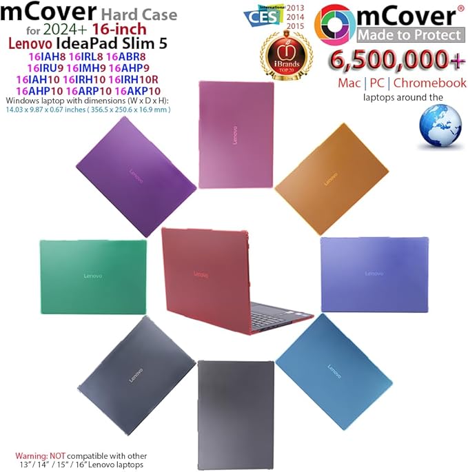 mCover Case ONLY Compatible for 2024-2026 16" Lenovo IdeaPad Slim 5 16AHP10 16ARP10 16AKP10 16IRH10 16IAH10 16IRU9 16ABR8 Series Windows Computers(NOT for Other Lenovo Models)- Orange