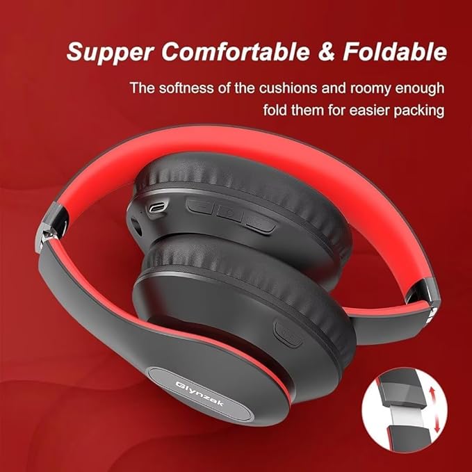 Wireless Bluetooth Headphones Over Ear 65H Playtime HiFi Stereo Headset with Microphone and 6EQ Modes Foldable Bluetooth 6.0 Headphones for Travel Smartphone Computer Laptop