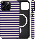 Magnetic for iPhone 15 Plus Case Cute Stripes Phone Case, Shockproof Slim TPU and Hard PC Protective Phone Cover Compatible with MagSafe Designed for Women Girls, Blue&Apricot