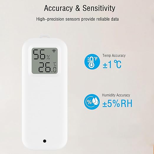 WLAN Thermometer Hygrometer Sensor, Wireless Smart Temperature and Humidity Digital Display Monitor, with Remote App Notification Alert for Home, Greenhouse(2pack)
