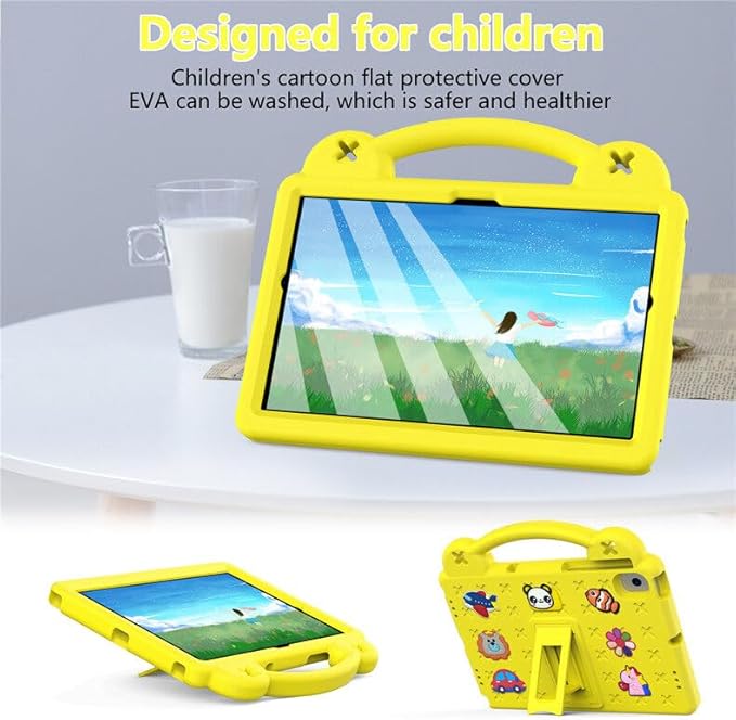 AKABEILA Compatible with Lenovo Tab M10 Plus(3rd Gen) 10.6 (2022)/Huawei MatePad Pro 10.8 (2019/2021)/SE 10.4(2023)/Samsung Tab A8 10.5 Tablet Case, Kids Case with Shoulder Strap - Yellow